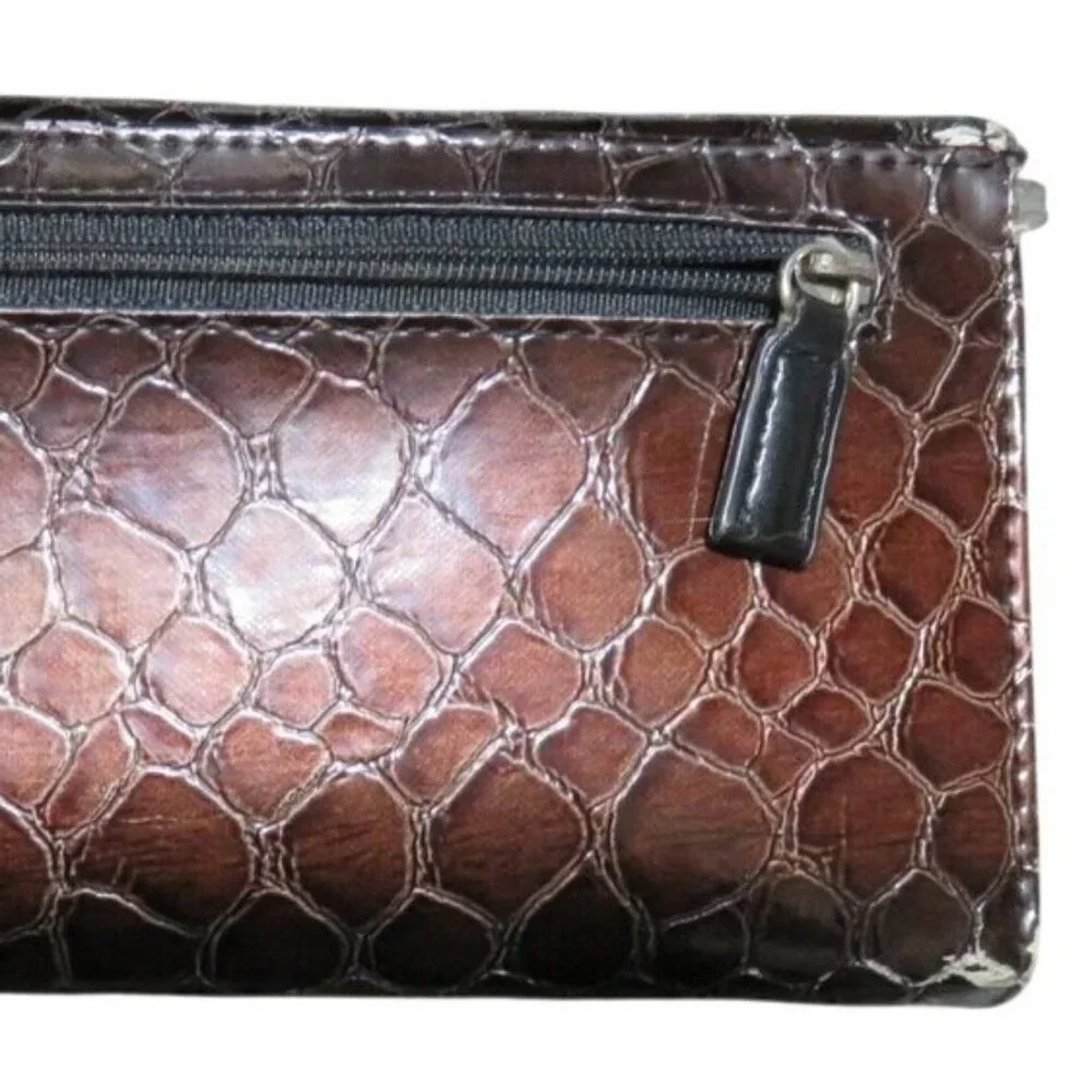 Vittorio Croc embossed Italian leather satchel handbag & Matching Wallet